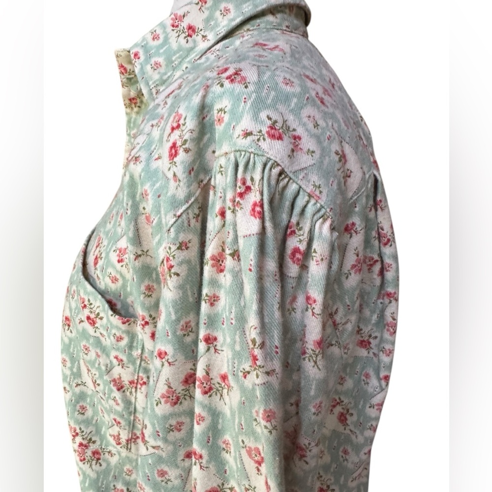 1980s Ralph Lauren 100% Cotton Floral‎ Cottagecore Button Down Shirt - Picture 5 of 8